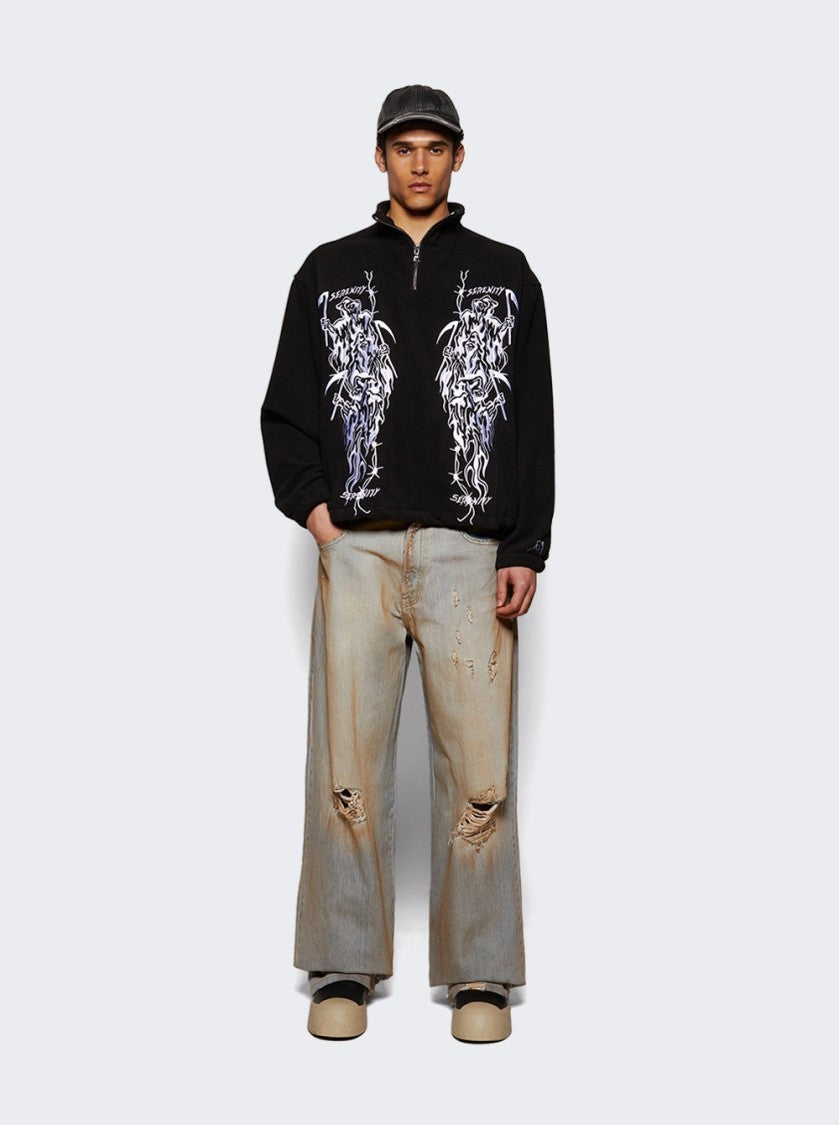 Warren Lotas Baggy Printed Jeans - Dirty Blue