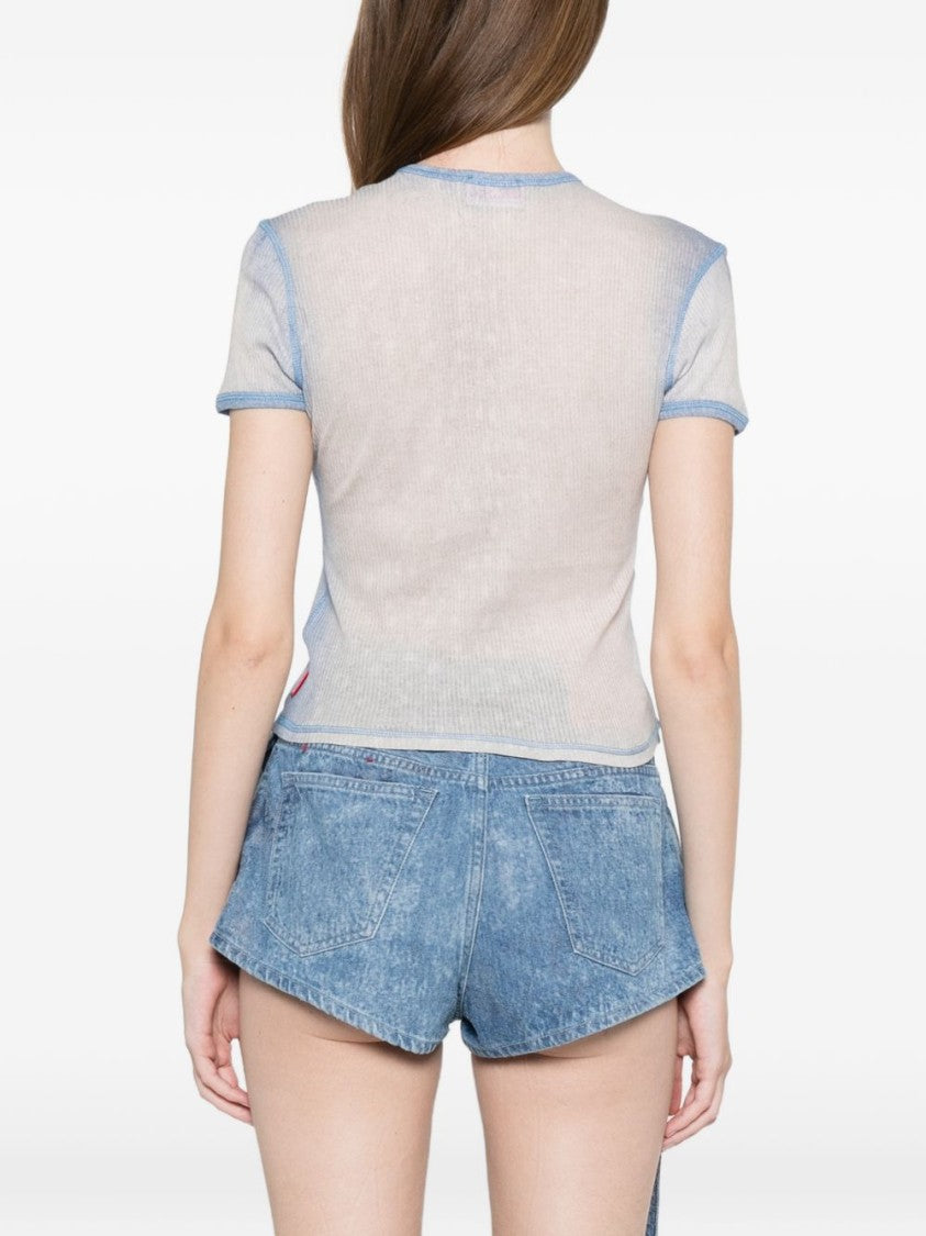 Diesel Sheer Crop Top With Multicolor Floral Print