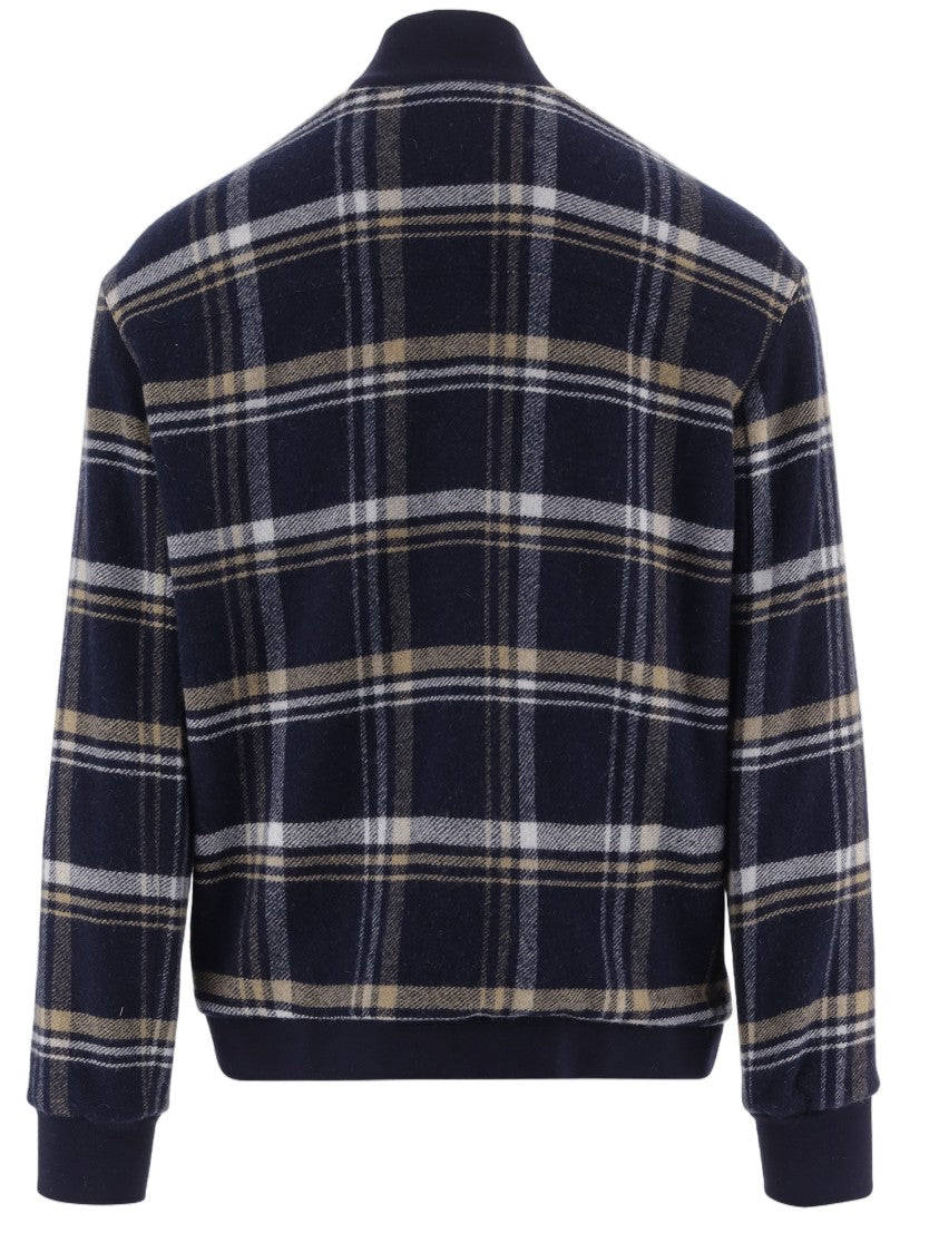 Darkpark Multicolor Check Ribbed Wool Cashmere-Blend Cardigan