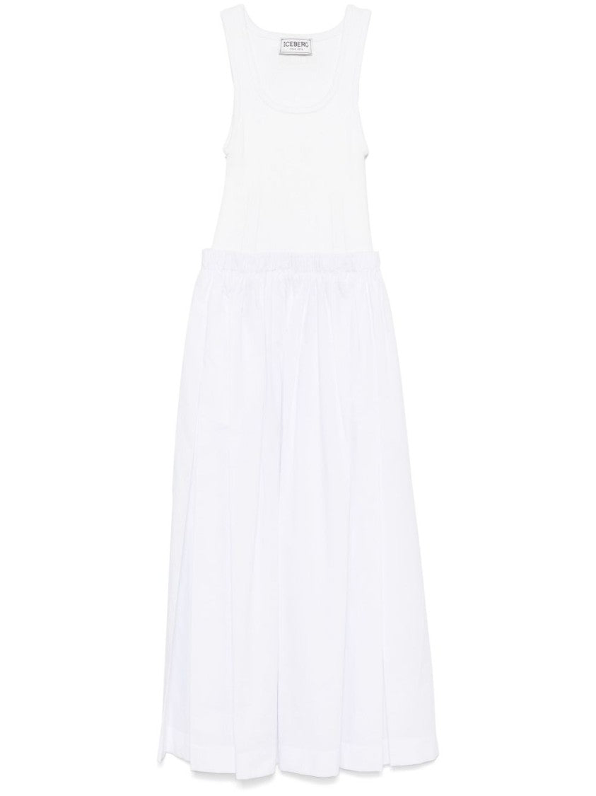 Iceberg Sleek White Dress With Square Neckline
