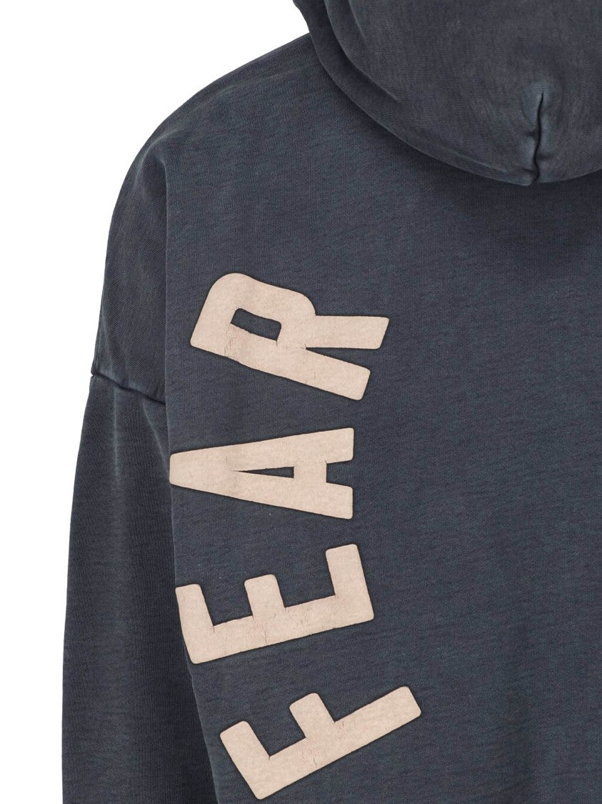Fear Of God Grey Cotton Logo Hoodie