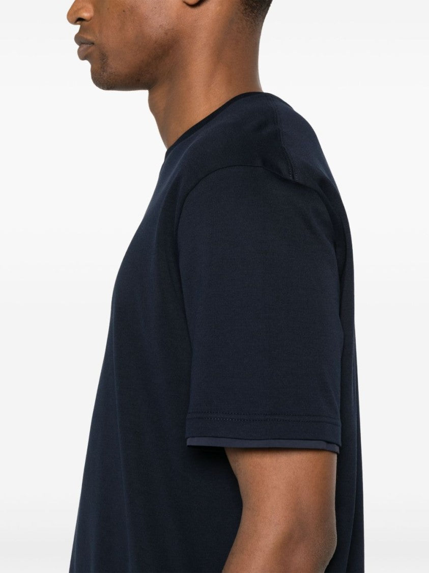 Herno Lightweight Midnight Blue Cotton Crew Neck T-Shirt