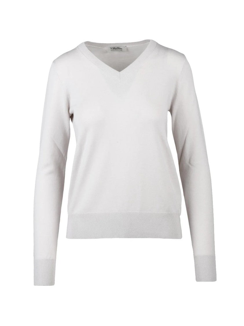 Max Mara Idoneo V-Neck Pullover In Warm Beige Wool