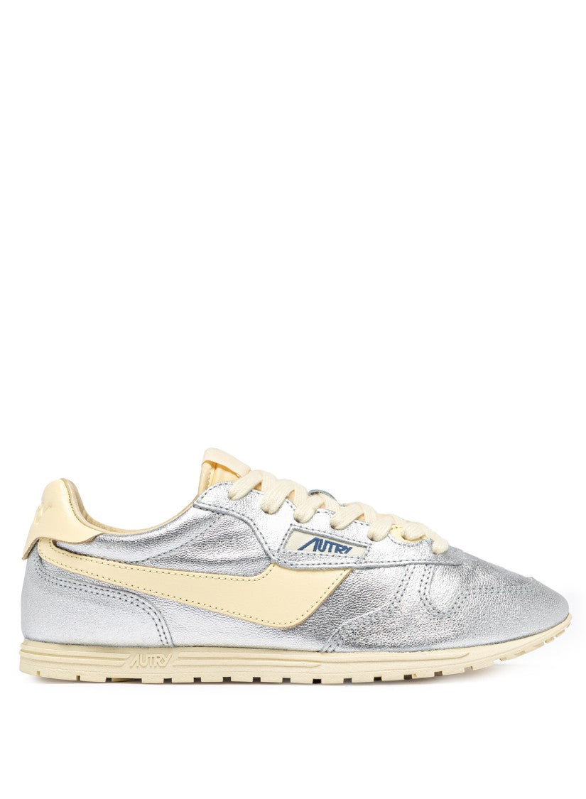 Autry Laminated Low-Top Sneakers With Contrasting Leather Accents