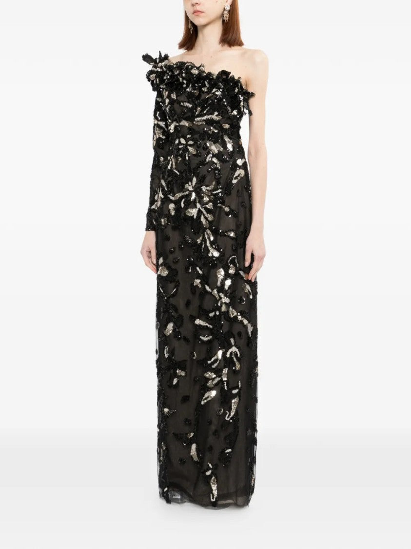 Saiid Kobeisy One-Shoulder Embroidered Tulle Dress