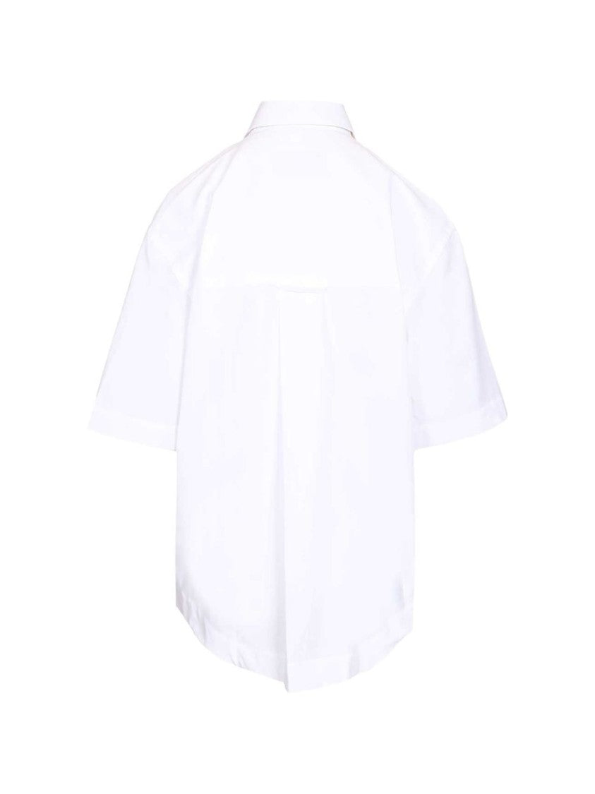 Ami Paris Short-Sleeved Cotton Shirt With Classic Collar And Patch Pocket