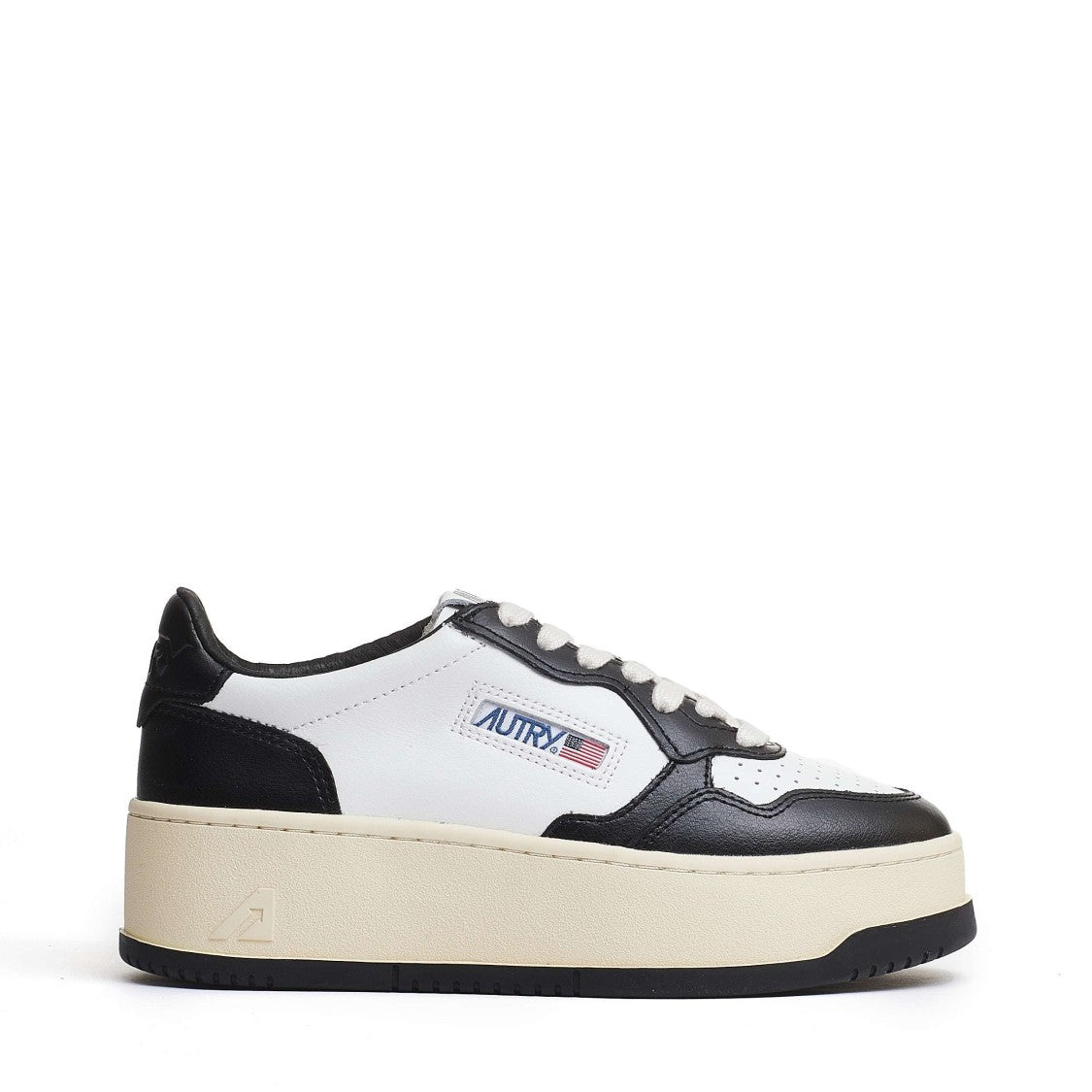 Autry Medalist Platform Sneakers In Untreated White Leather With Chunky Sole