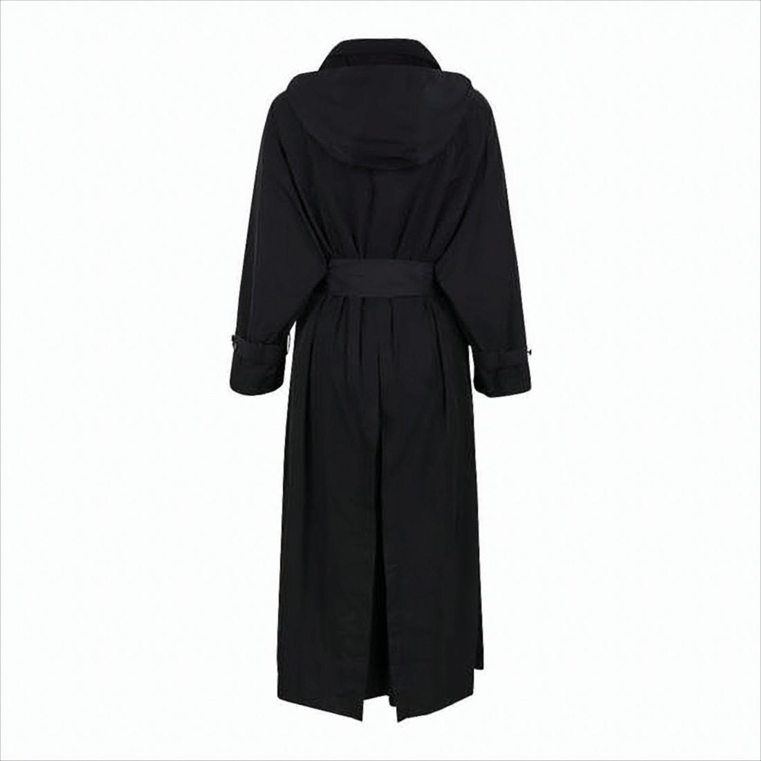 Thom Browne Classic Black Trench Coat With Belted Waist And Decorative Cuffs
