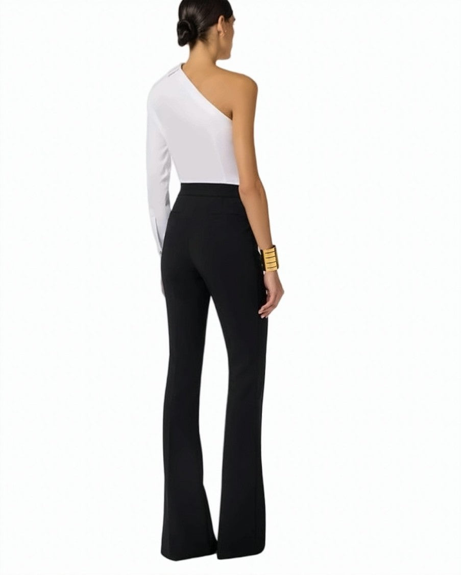 Elisabetta Franchi Stretch Crepe Logo Detail Trousers