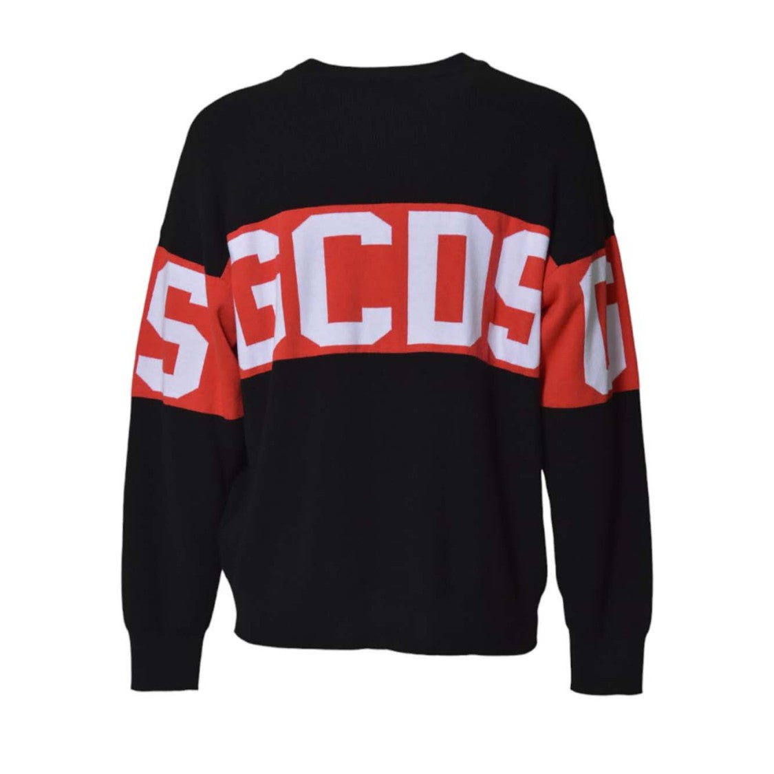 Gcds Black Wool Band Logo Crewneck Sweater