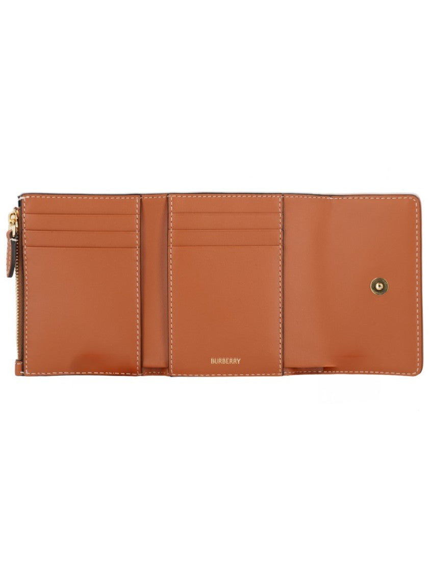 Burberry Beige Check Leather Trim Wallet