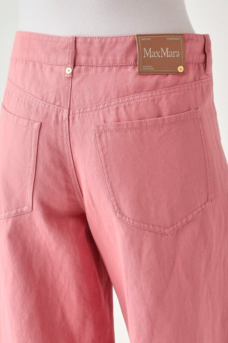Max Mara Pink Wide-Leg Five-Pocket Cotton-Blend Jeans