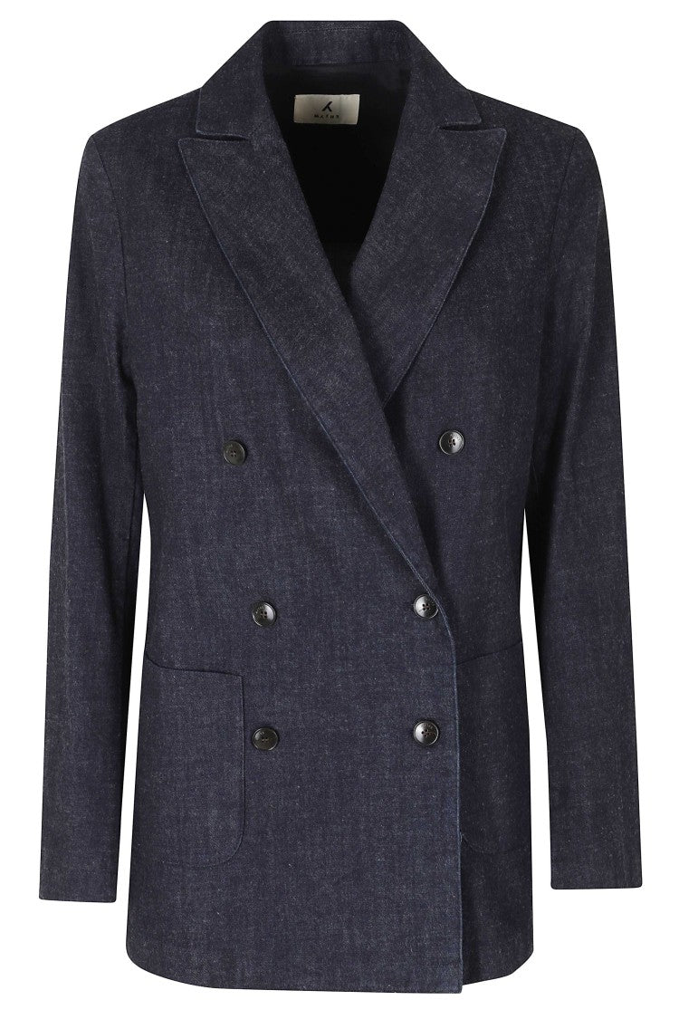 Myths Blue Double-Breasted Denim Jacket