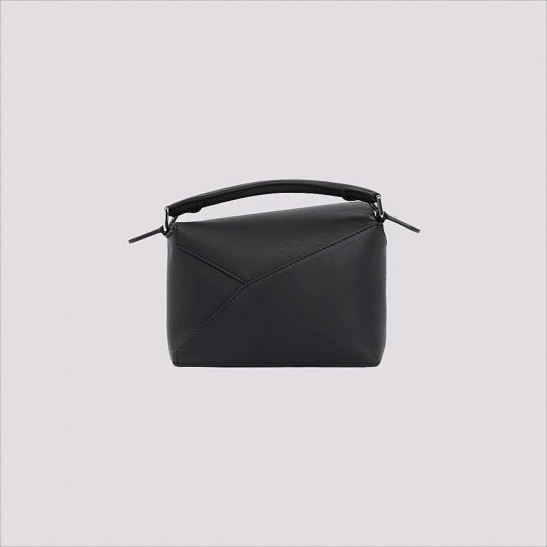 Loewe Structured Black Calf Leather Tote With Detachable Strap