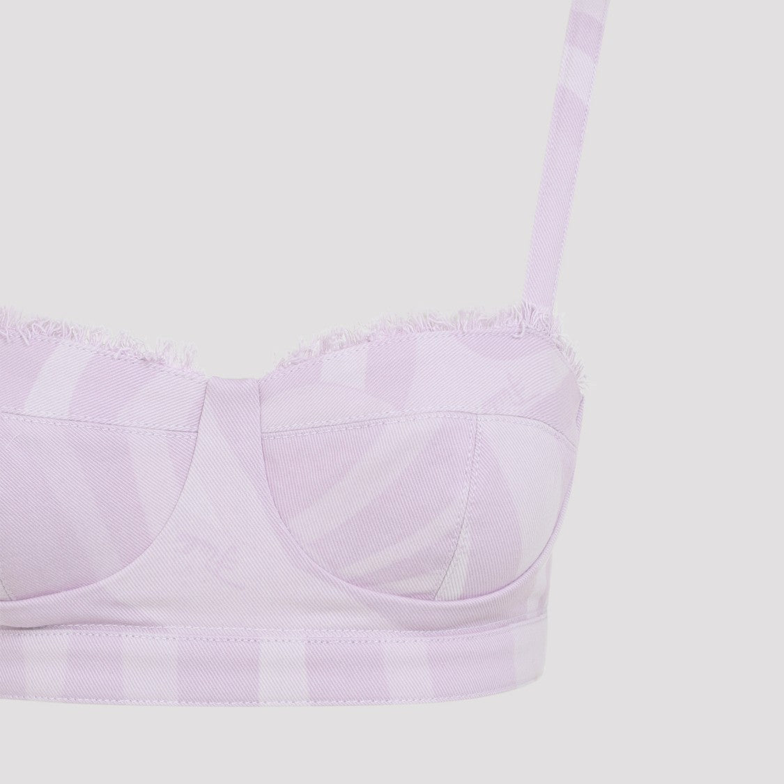 Pucci Structured Crop Top With Adjustable Straps And Delicate Frayed Trim