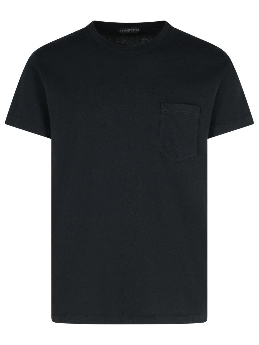 Tom Ford Ribbed Crew Neck Black Cotton T-Shirt