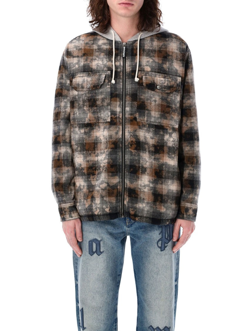 Palm Angels Curved Logo Check Padded Overshirt