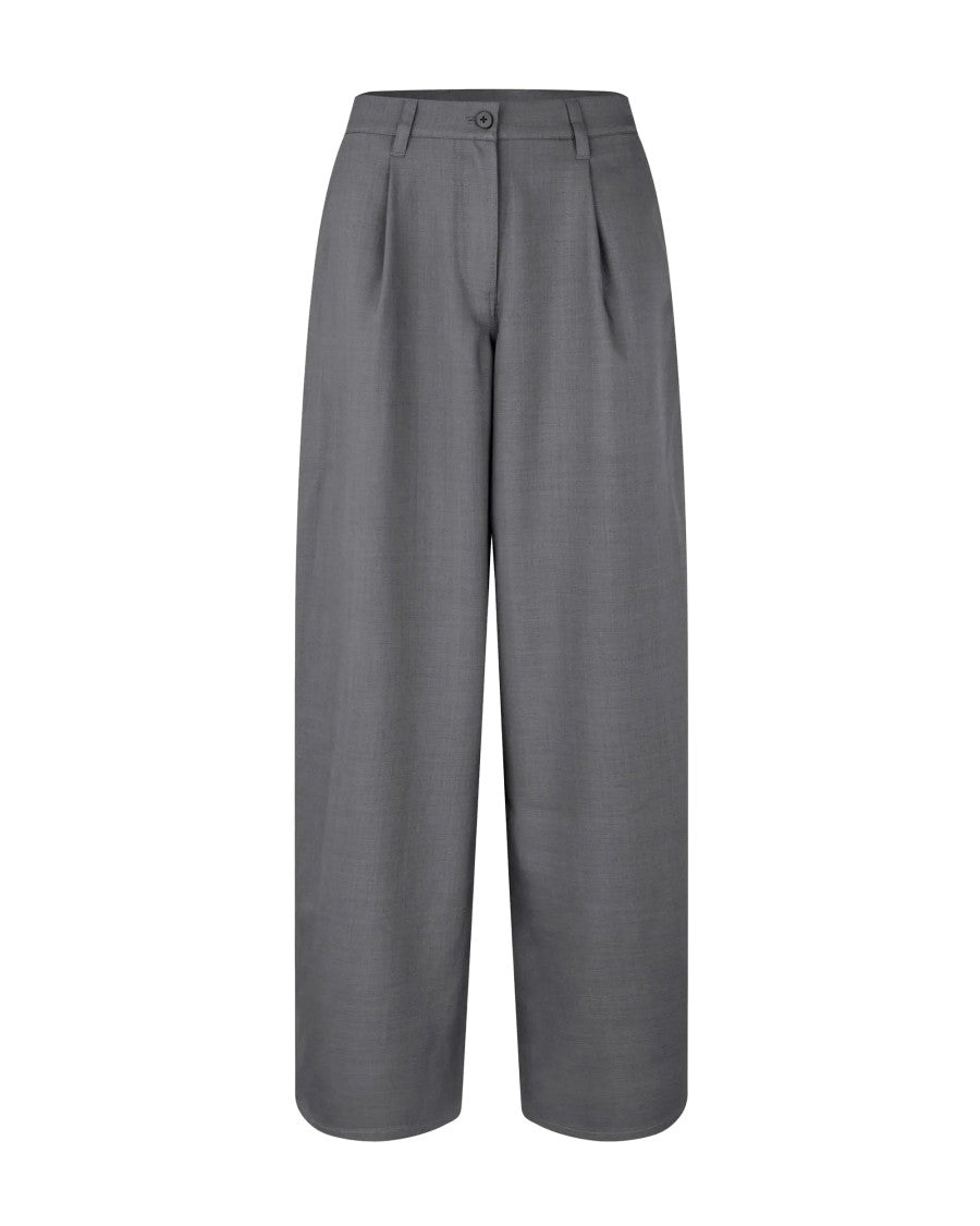 Samsøe Samsøe Dark Grey Saharper Pleat Melange Wide-Leg Pants