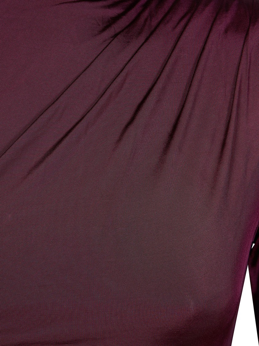 Rotate Draped Ruched High Neck Mini Dress
