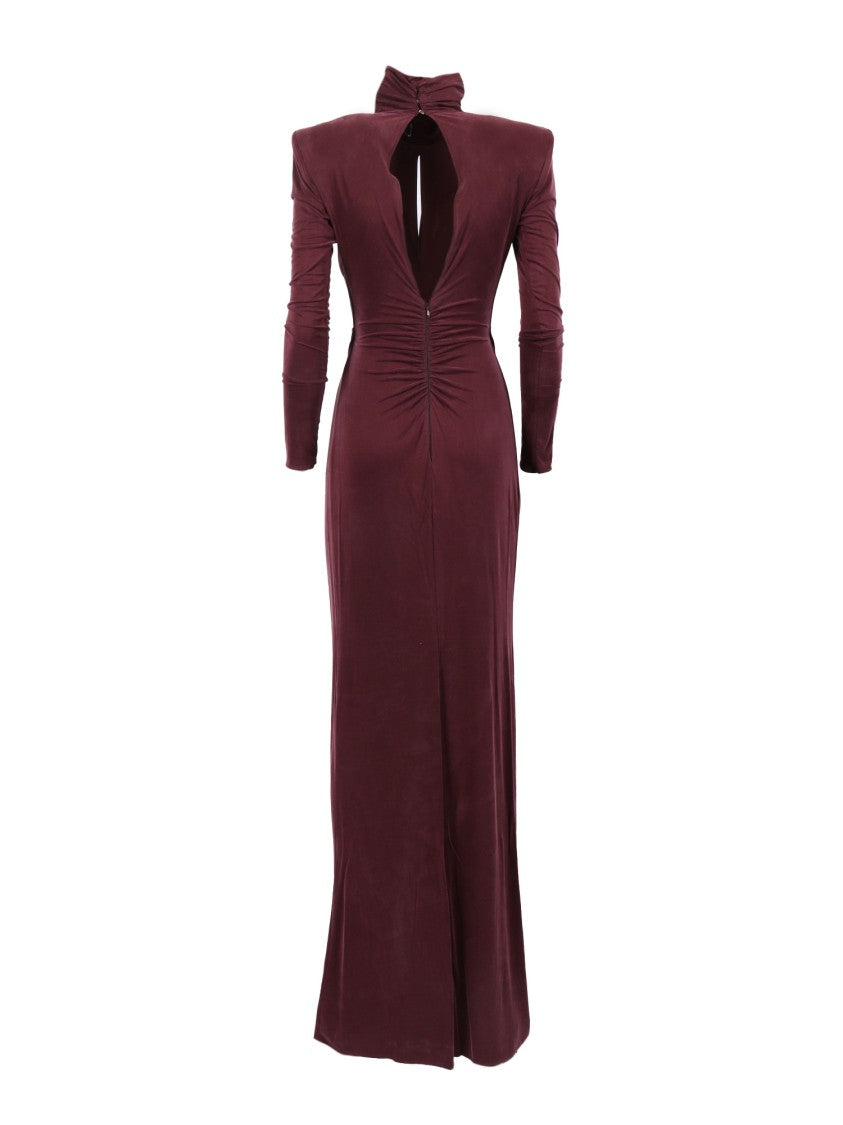 Elisabetta Franchi Twist Detail Evening Dress With Circular Embellishment