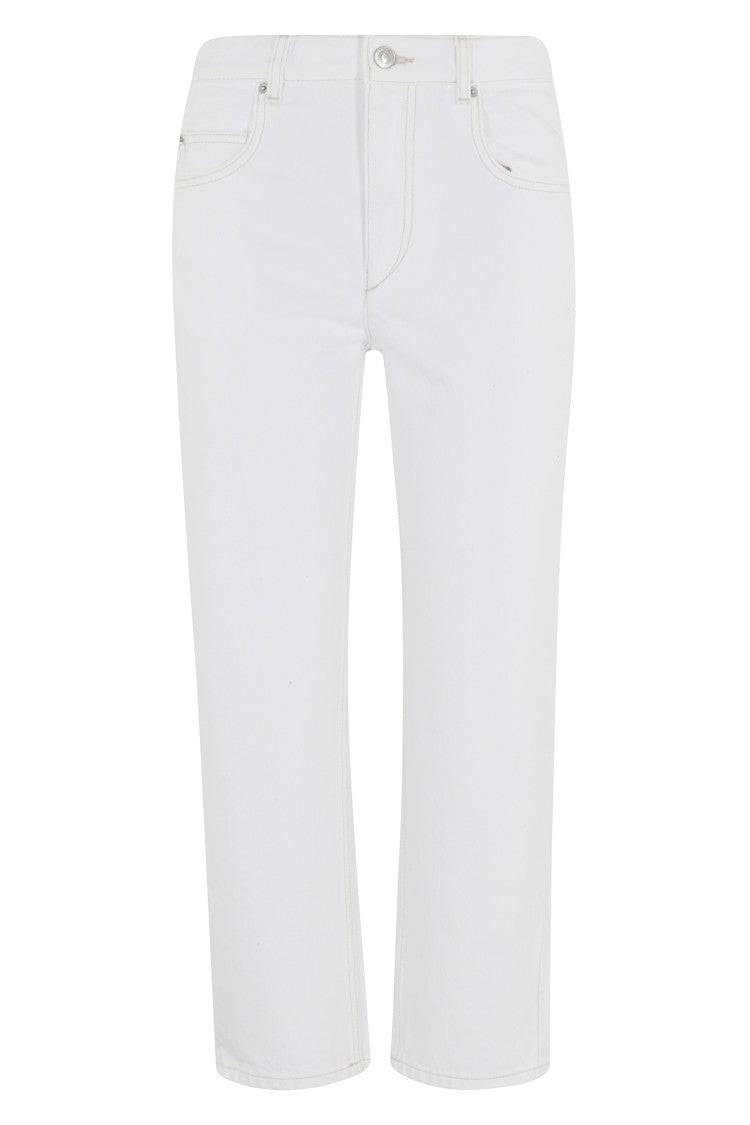 Isabel Marant White Dakota Gz Five-Pocket Cigarette-Leg Cotton Jeans