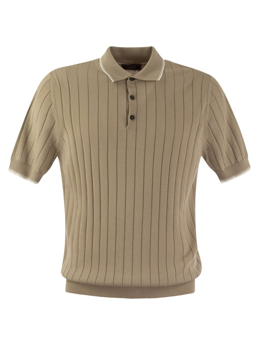 Peserico Polo Shirt In Pure Cotton Crepe Yarn