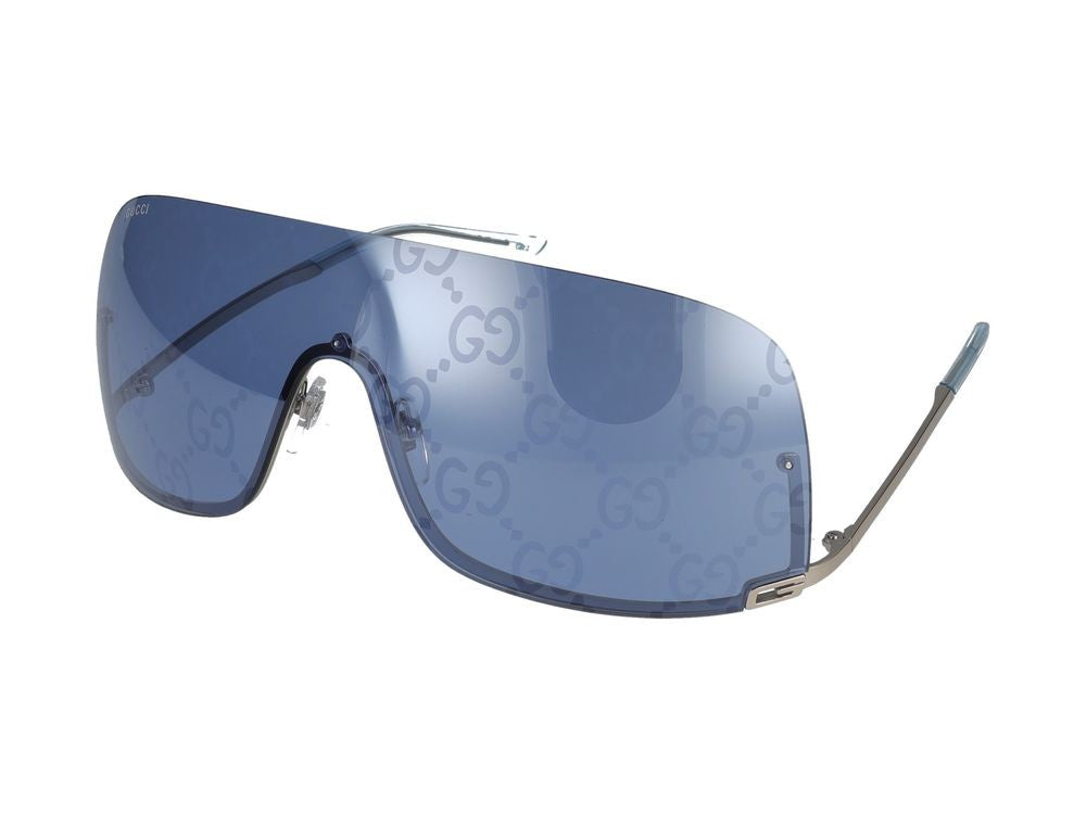 Gucci Grey Shield-Style Metal Sunglasses