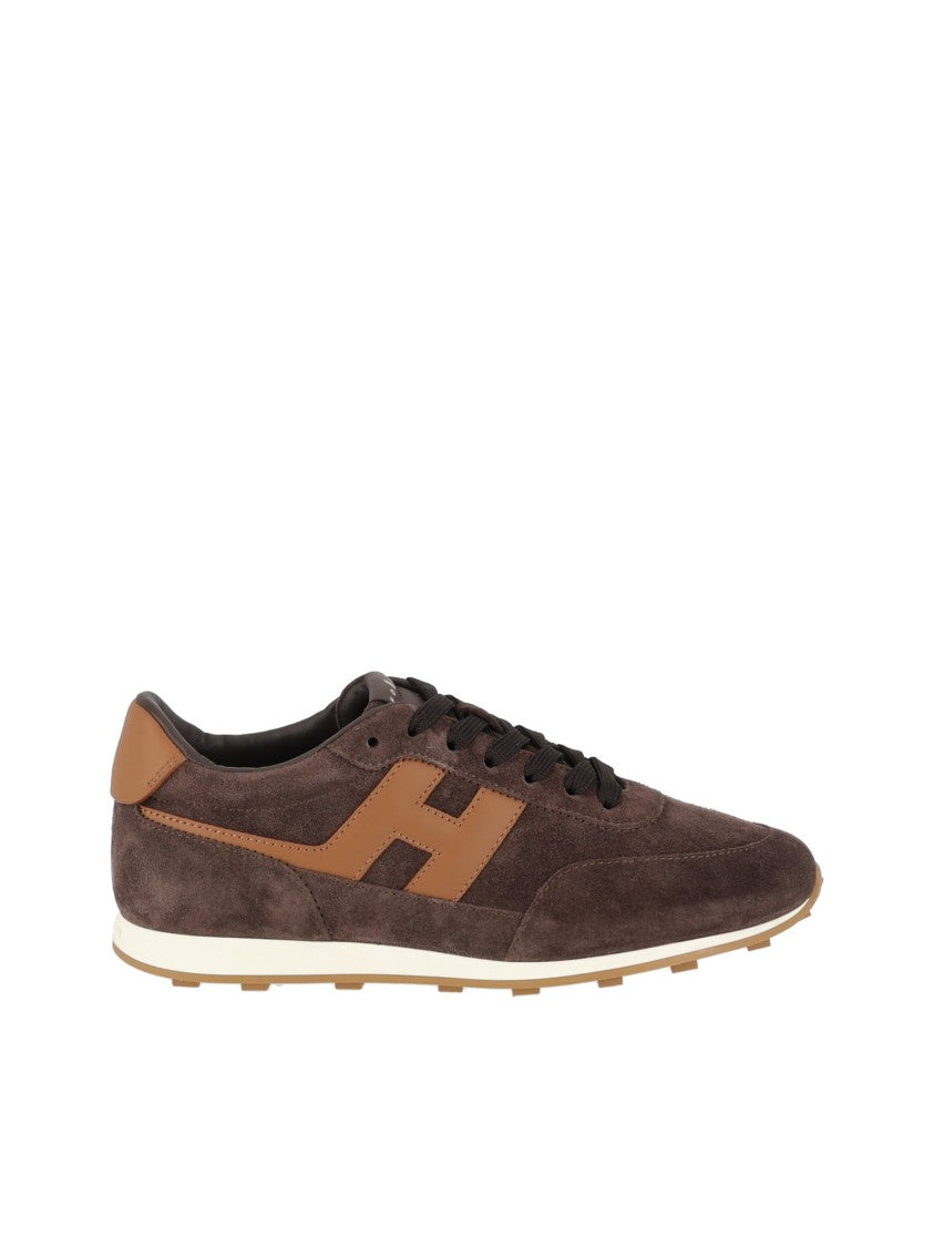 Hogan Brown H699 Suede Low-Top Sneakers