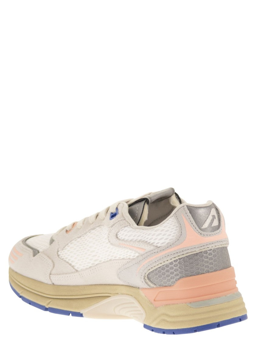 Autry Hyperway Low Mesh/Suede Wht/Peach Pnk