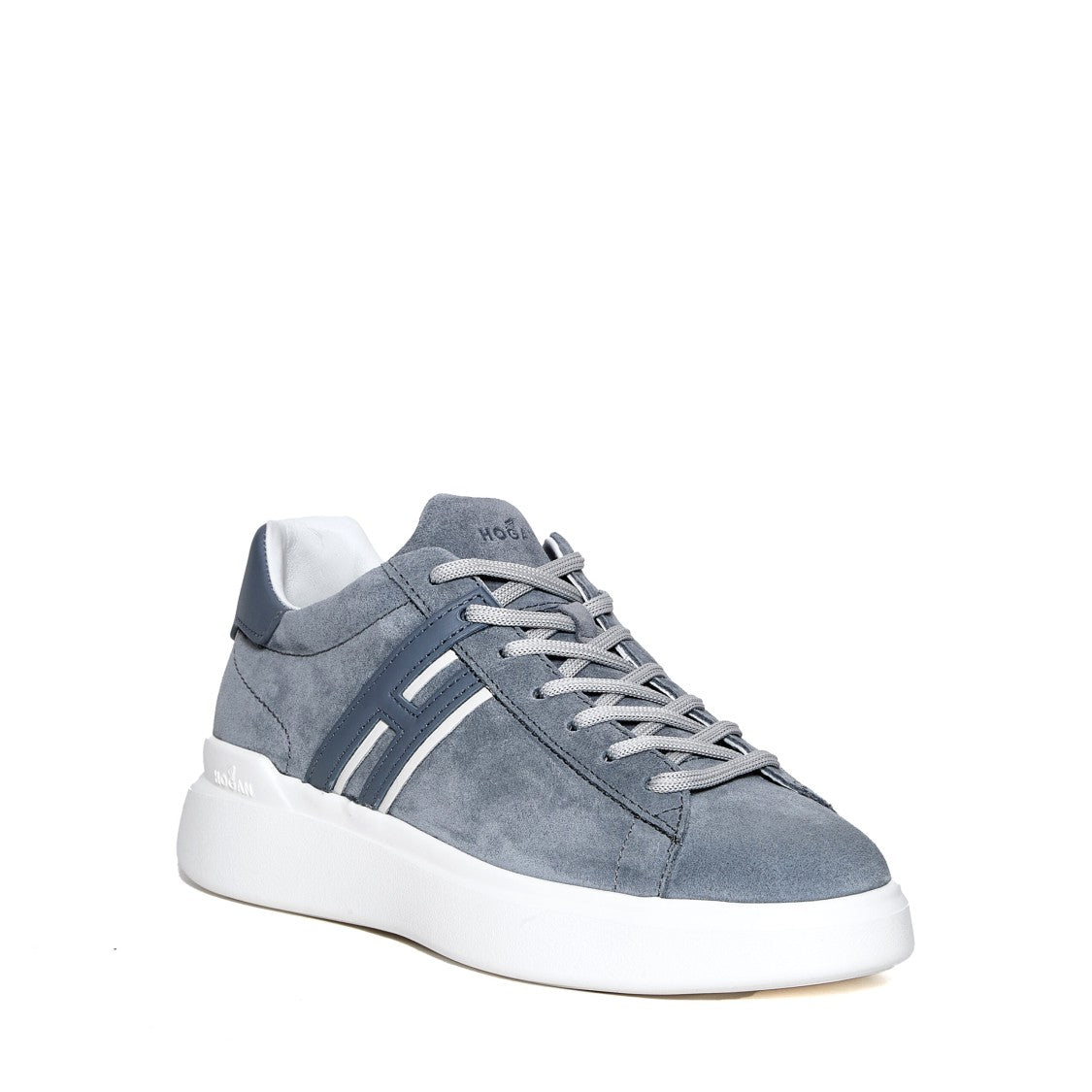 Hogan Gray Suede Rebel Sneakers With Leather Accents