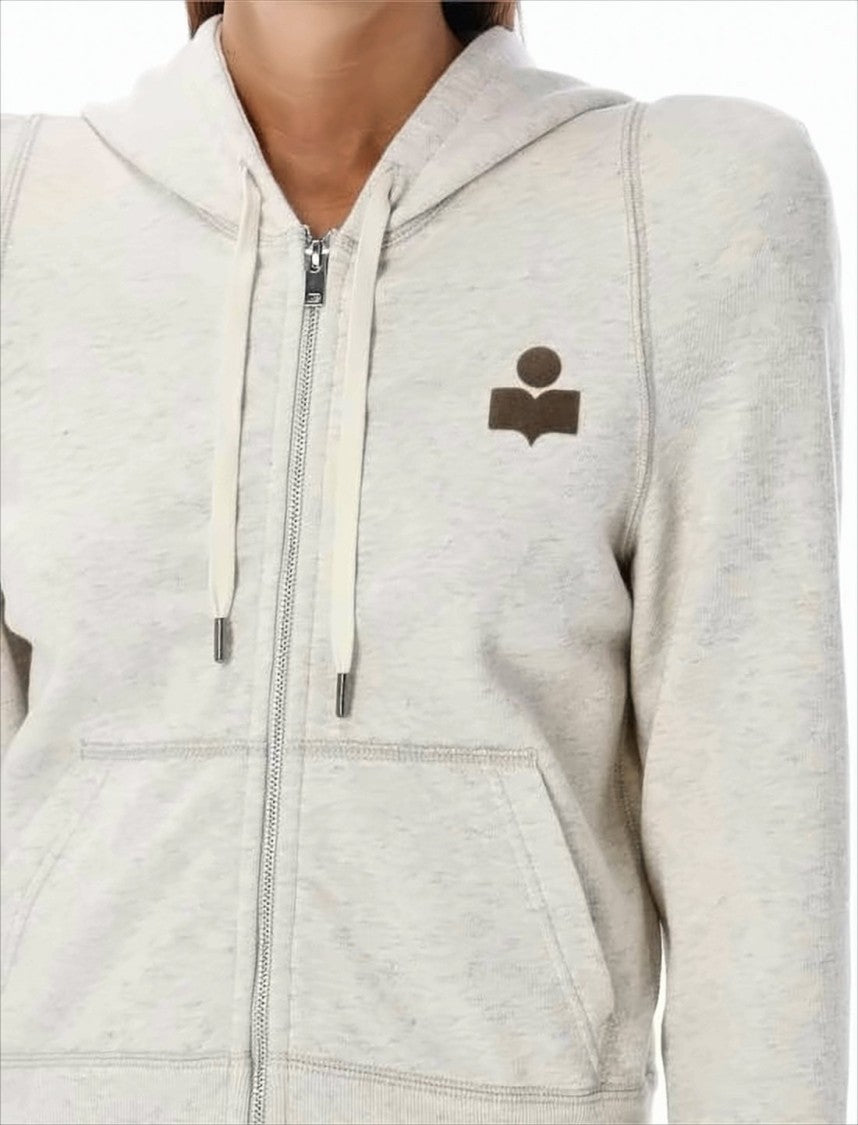 Isabel Marant Cropped Zip-Up Hoodie With Puffed Shoulders And Subtle Logo