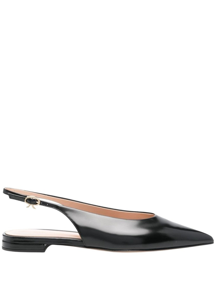 Gianvito Rossi Buckle-Fastened Black Calf Leather Flats