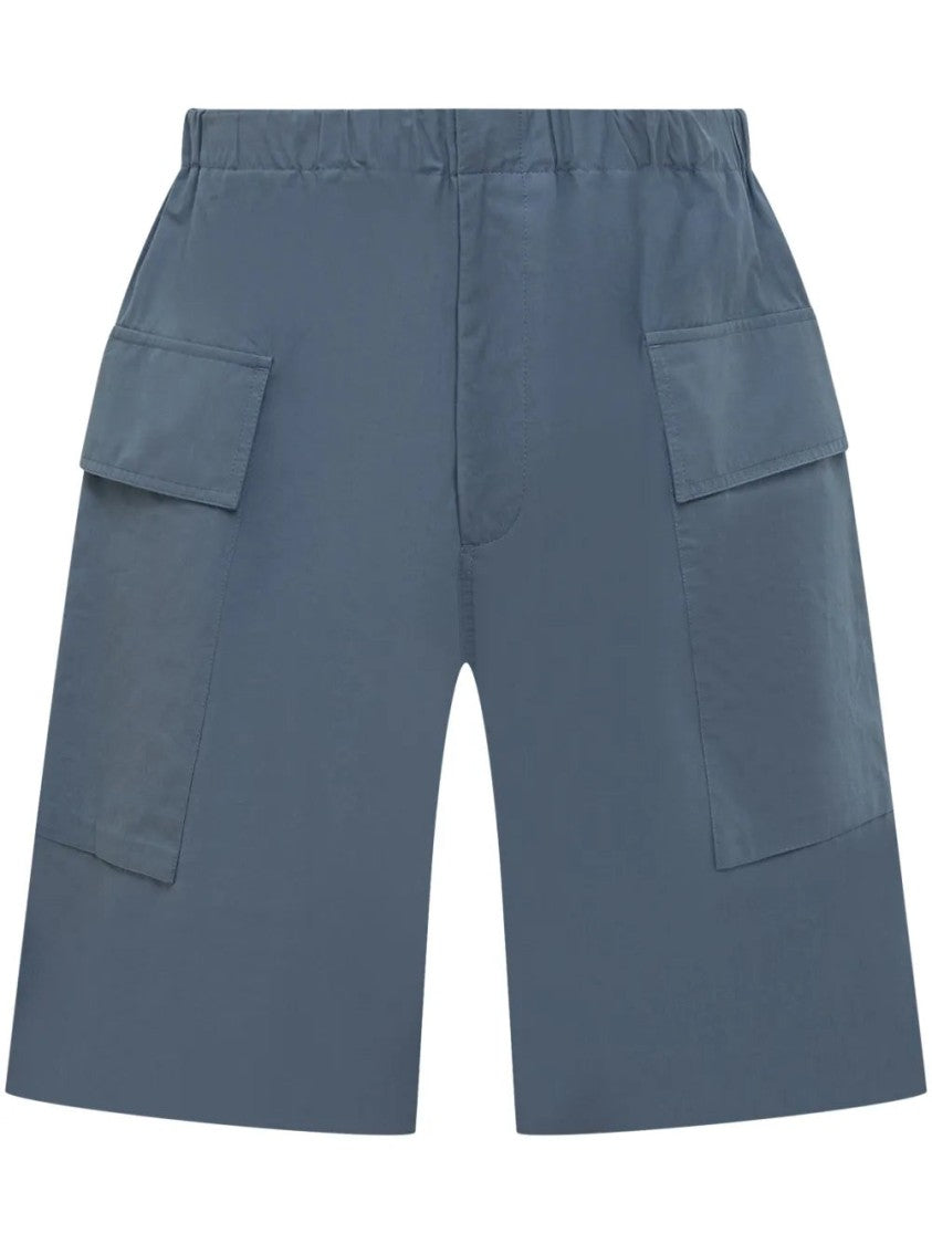 Jil Sander Blue Mid-Thigh Cotton Cargo Shorts