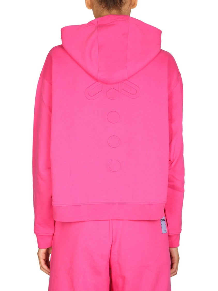 Mcq Relaxed Pink Hoodie With Embossed Detailing