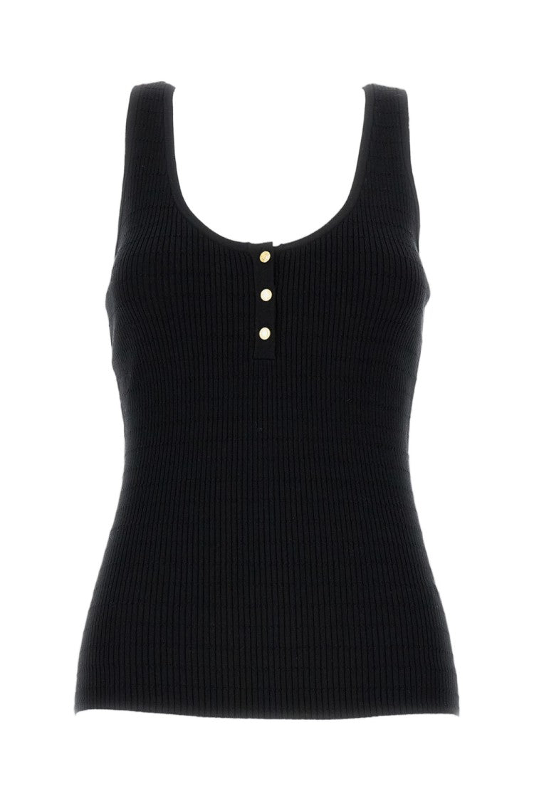 Elisabetta Franchi Ribbed Button-Front Knit Top