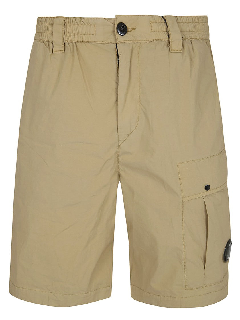 C.P. Company Bermuda Cargo Shorts With Elastic Waist And Iconic Lens