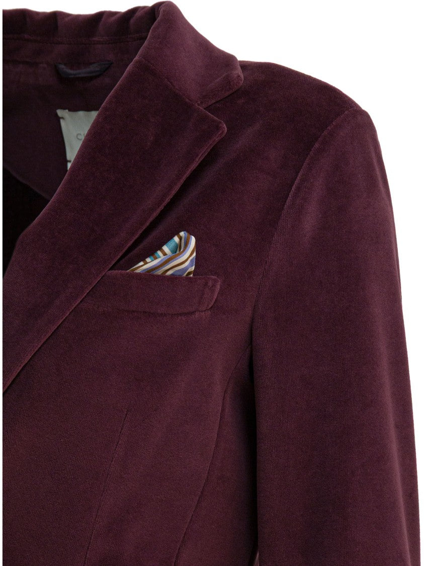 Circolo 1901 Bordeaux Velvet Texture Jacket With Tailored Fit
