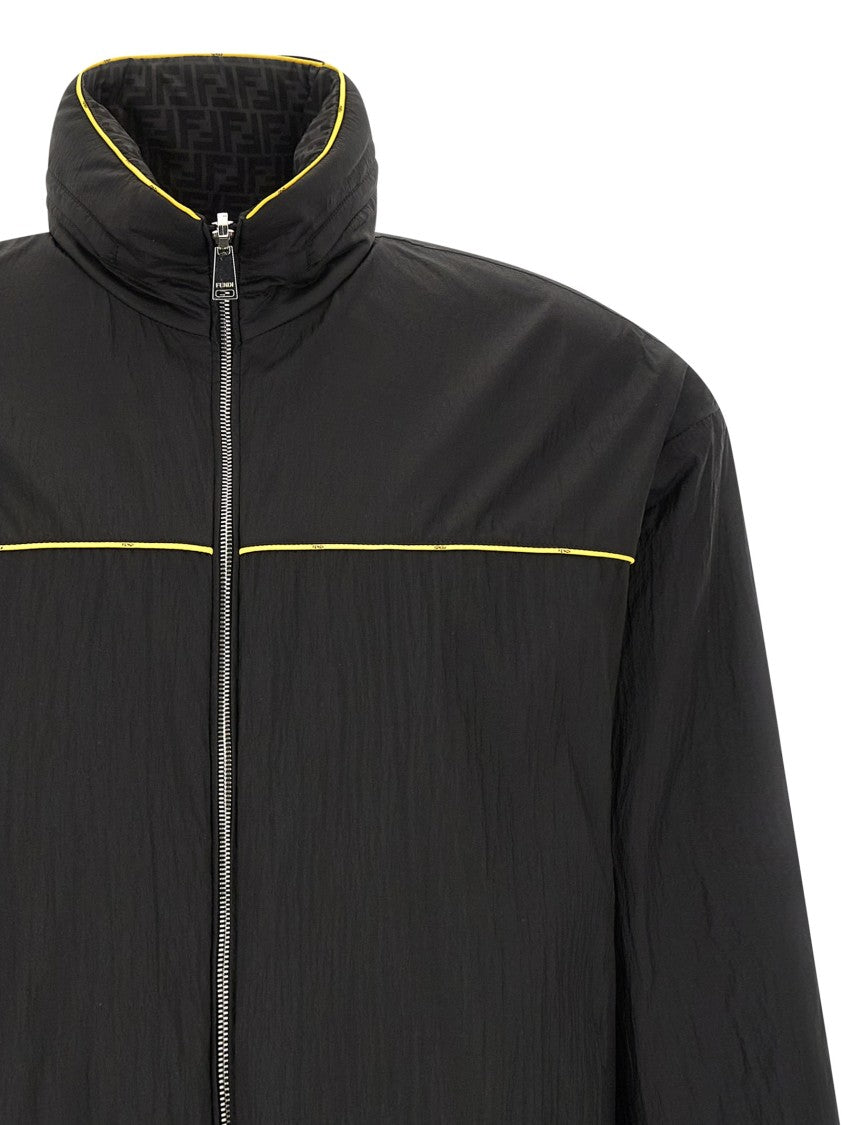 Fendi Reversible Anorak With Contrast Piping And Subtle Logo Print