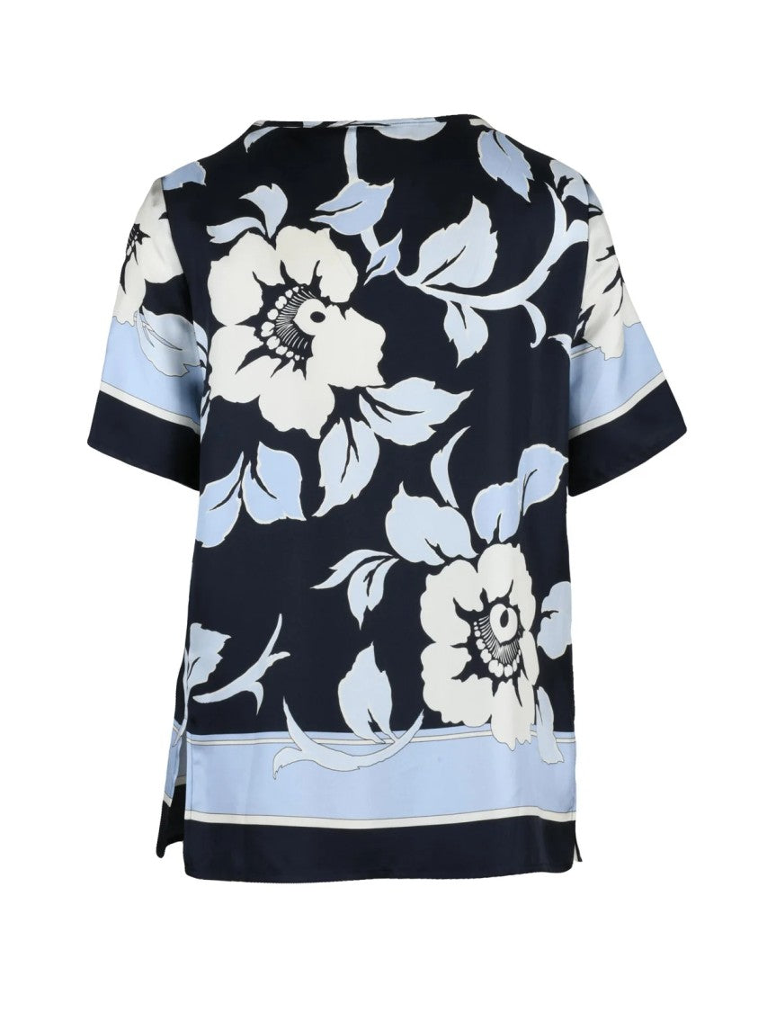 P.A.R.O.S.H. Blue Silk Women's Silk Crew Neck Blouse