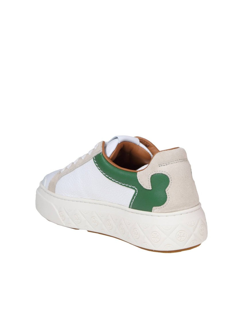 Tory Burch Sneaker Ladybug In White And Green Leather