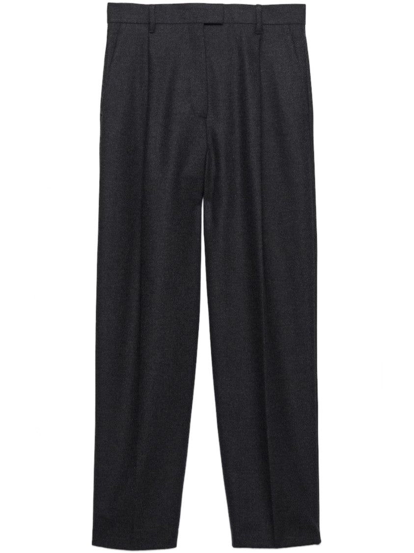 Prada Wide-Leg Pants With High Waist And Pleated Front