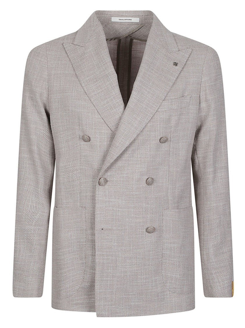 Tagliatore Check Pattern Wool-Blend Double-Breasted Blazer