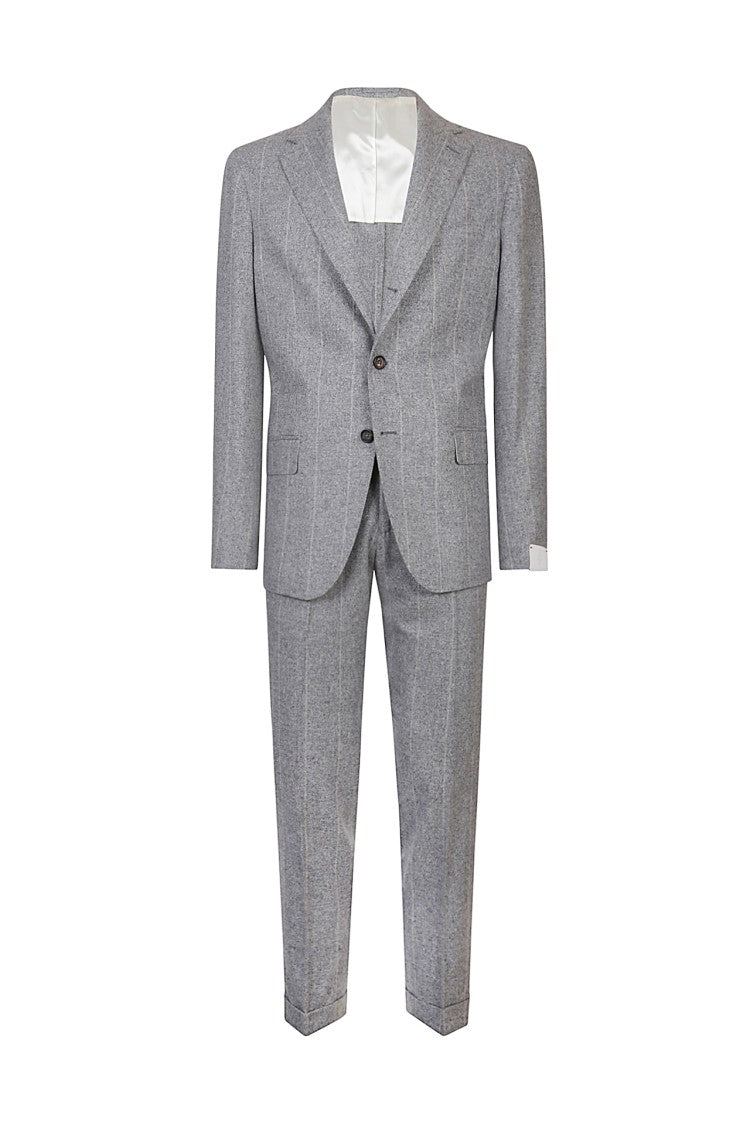 Eleventy Double-Breasted Wool-Silk Pinstripe Suit