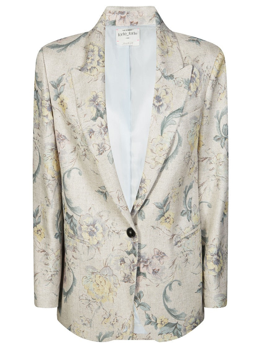 Forte Forte Neutral Viscose-Blend Floral Jacket