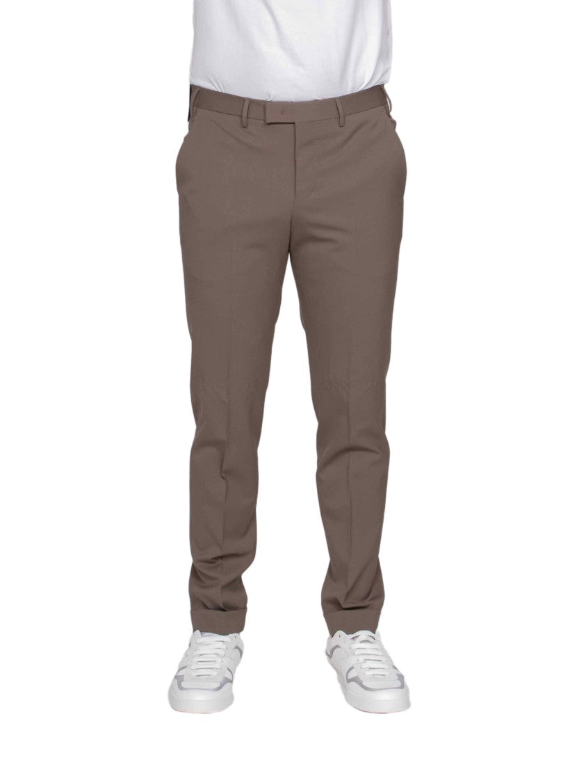 Pt Torino Tailored Brown Pants With Slim Fit And Flat Front Design