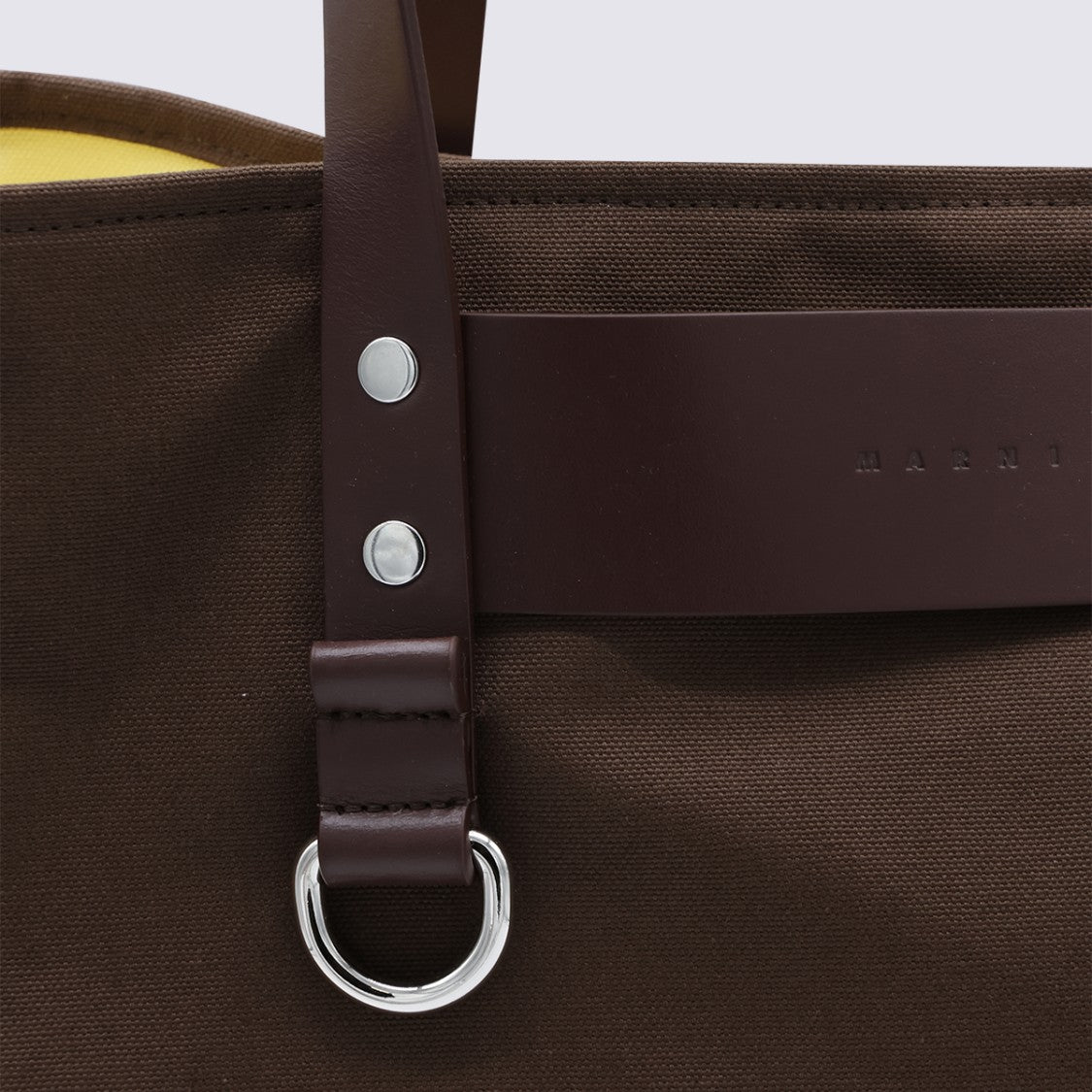 Marni Structured Brown Tote Bag With Leather Accents