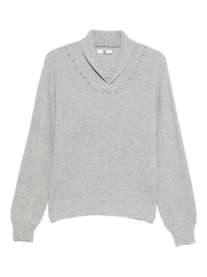 Twinset U&B Ribbed Knit Sweater With Shawl Collar