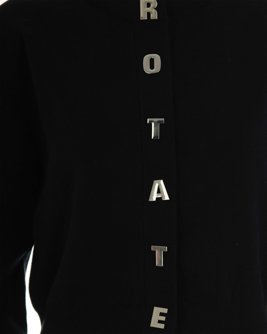 Rotate Black Ribbed Knit Cardigan