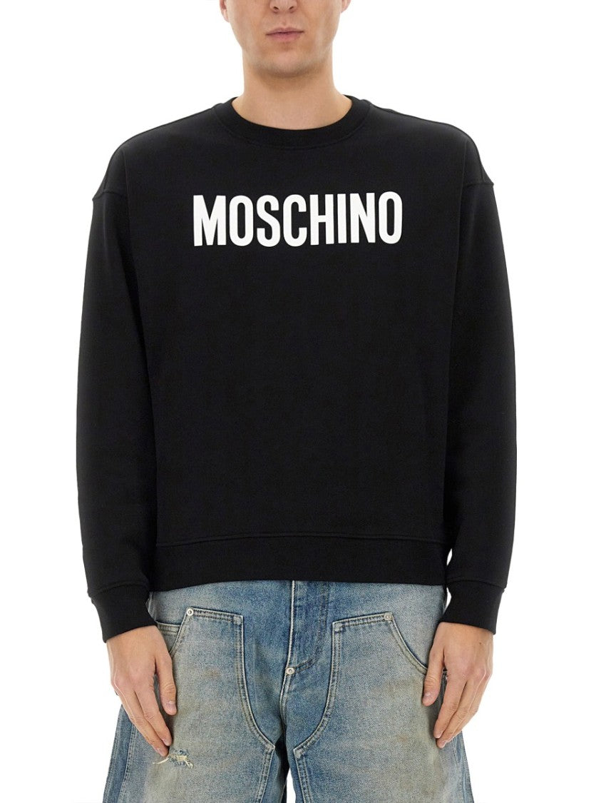 Moschino Crew Neck Sweatshirt With Iconic Logo Detail