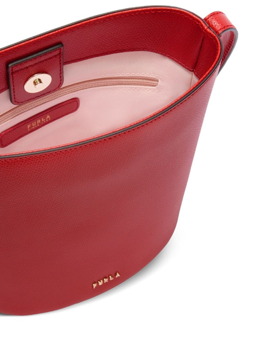 Furla Structured Red Leather Crossbody Bag